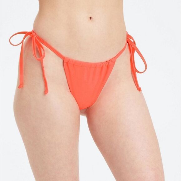 NEW Fabletics High-Cut Hi-Cut‎ String Bikini Bottom Neon Orange Size XXS 0-2 - Picture 2 of 10